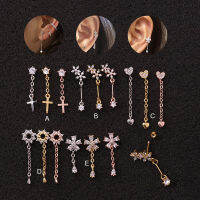 1 Pcs Cubic Zircon Tragus เจาะต่างหูสำหรับผู้หญิงวัยรุ่นดอกไม้ Cross Star พู่ Drop ต่างหูอุปกรณ์เสริมเครื่องประดับ