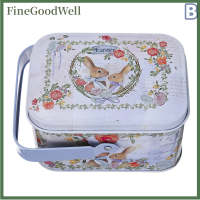 FineGoodWell VINTAGE กระเป๋าเดินทางขนาดเล็กเก็บ tinplate Candy BOX กล่องของขวัญตกแต่งอีสเตอร์