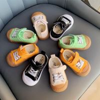 COD DSFGERERERER Baby Girls Pure Color All-purpose Shoes Children Non-slip Breathable Canvas Walking Shoes Toddler Kids Korean Shoes