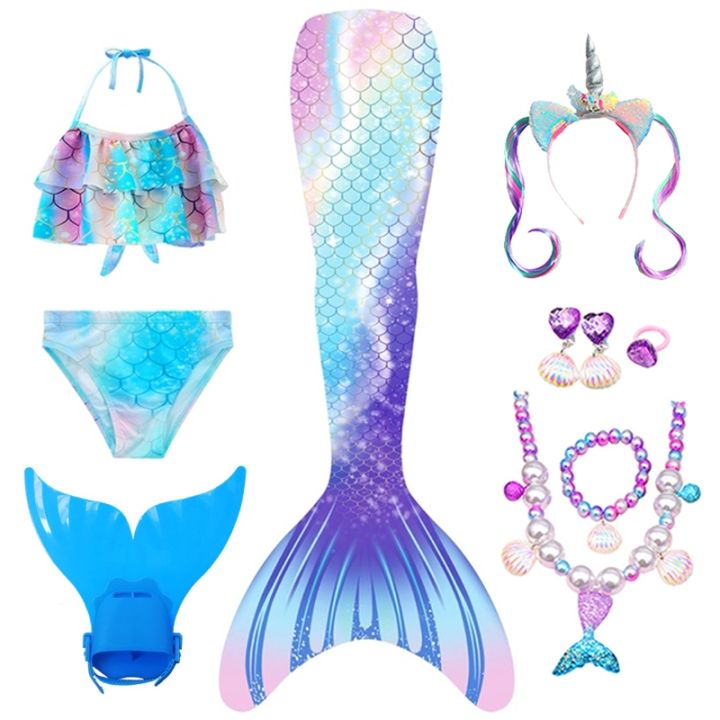 Mermaid Tails with Monofin Kids Girls Memaid Dress Swim Wear Mermaid ...