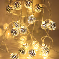 LED String Light Moroccan Metal Ball 60Leds BatteryUSB Power Christmas Garland Lamp String for Bedroom Garden Decoration