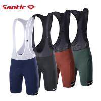 【LZ】❐  Homens Santic Ciclismo Bib shorts Com Bolsos 4D Acolchoado Respirável Ciclismo MTB Estrada Bicicleta Bib Shorts Inferior para Homens WM0C05119