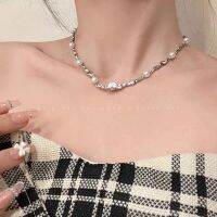 สร้อยคอเงินไข่มุกสวยหรู CM สำหรับแฟชั่นสำหรับผู้หญิง Zircon Choker เครื่องประดับ