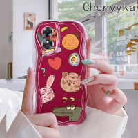 เคส Chenyyyka สำหรับ OPPO A17 A17K การ์ตูนกระต่ายหมีจระเข้ลวดลายเนื้อครีมขอบคลื่นเคสมือถือกันกระแทกแบบใสนิ่มโปร่งใสลายกล้องถ่ายรูปความคิดสร้างสรรค์เคสซิลิกาเจลฝาครอบป้องกัน