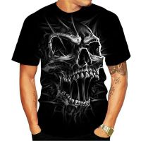 Skull 3d Print Tops Vintage Horror Mens T-Shirts Summer Classic Casual T Shirt O Neck Short Sleeve Loose Oversized Shirt Male