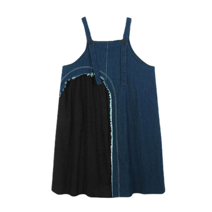 xitao-dress-loose-casual-fashion-women-denim-strap-dress