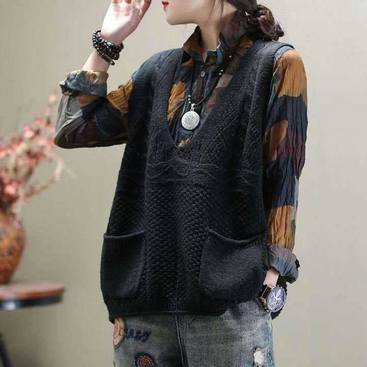 spot-spring-and-summer-new-korean-style-wool-vest-womens-outer-wear-loose-v-neck-sweater-vest-2023