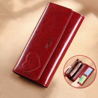 Genuine Leather Wallet Card Holder for Women Credit Card ID Badge Holder RFID Long Purse Fashion Womens Clutch Bag Wallets