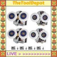 TheToolDepot ลูกกลิ้ง4ชิ้นเสียงโค้งต่ำ25มม. ปรับได้เรียบกันลื่นกันน้ำพร้อมสกรูป้องกันชั้นบนห้องน้ำเลื่อนหนักอุปกรณ์เสริม4 8มม. ประตูอาบน้ำกระจก