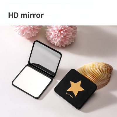 Mini Folding Makeup Mirror Portable 2-Face Square Cosmetic Mirror Compact Double Sided Pockets Mirror for Travel Women Girl Gift Mirrors