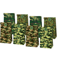 17pcs8set Army Green Camouflage Candy Bags With Sticker For Military Theme Birthday Party Favors Kids Boy Camo Gift Paper Bags