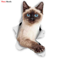 FTC-1040 Three Ras 3D Cat Stickers Breakout Siamese for Wall Fridge Toilet Diary Stationery Album Flakes Scrapbookin