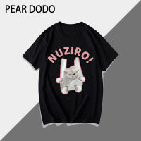 PAER DODO เสื้อยืดแขนเสื้อแขนสั้นคอกลมพิมพ์ลายตุ๊กตาแมวน่ารักสไตล์เกาหลี