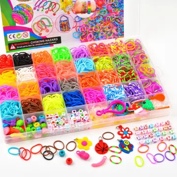 Colorful Rubber Loom Bands Elastic DIY Set Box Girls Gift Weaving Bracelet  Tool Kit Kids Arts Crafts Toys Children 7 8 10 Years