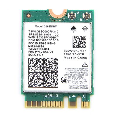 Dual Band Wireless for 3168 3168NGW 433Mbps Bluetooth 4.2 802.11Ac NGFF WiFi Network Card