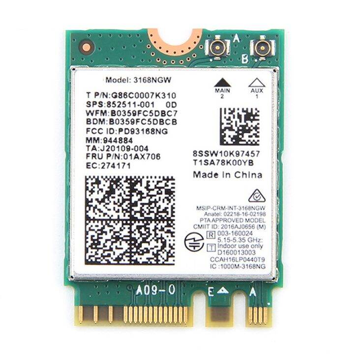 dual-band-wireless-for-intel-3168-3168ngw-433mbps-bluetooth-4-2-802-11ac-ngff-wifi-network-card