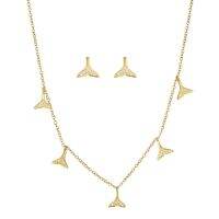 《Zoe necklace》ต่างหูแฟชั่นสำหรับชายหนุ่มและชุดเครื่องประดับผู้หญิงสีทองเซอร์โคเนียสร้อยคอเรขาคณิตเครื่องประดับคู่รักแบบสองชิ้น