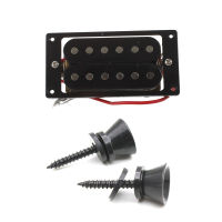 2 Pair Black Guitar Parts: 1 Pair Guitar Strap Lock Pins Peg Metal &amp; 1 Pair Humbucker Double Coil Electric Guitar Pickups + Frame Screw