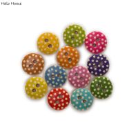 【YF】■✙☢  50pcs Dot Printing Pastoral style Round Wood buttons Sewing Scrapbook Clothing Gifts Crafts Handwork Decoration 11-18mm