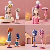 Resin Balloon Girl Statues Bubbles Girl Sculpture Nordic Home Decoration Accessories Umbrella Girl Figurine Living Room Decor