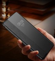 ☜ Litchi pattern Cases For Huawei Mate 30 RS Porsche Design Smart Touch View Window Real Leather flip Cover Funda