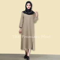 【Ready Stock】Women Loose Solid Color Long Sleeve Long Dress Muslim Max Dress Casual Dress Ladies Black Green Dress SZ001