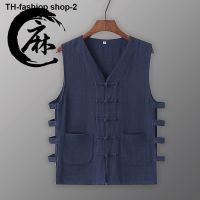 Summer leisure ma3 jia3 waistcoat cotton linen vest vest male button style restoring ancient ways jacket sleeveless old man shirt