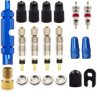 Presta Valve Core พร้อมเครื่องมือตัวถอดแกนวาล์วหมวกอัลลอยด์แบบไม่มีแกนเปลี่ยนสำหรับงานถนนไร้ยางใน &amp; จักรยาน MTB