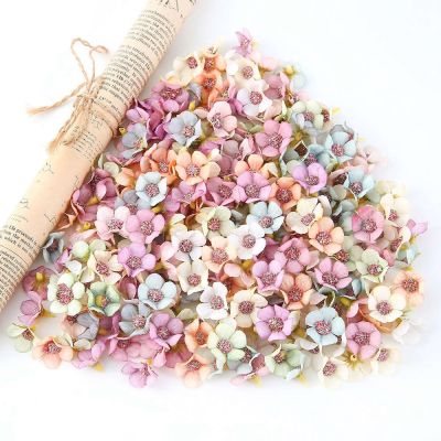 hotx【DT】 50/100Pcs 2cm Artificial Flowers Small Silk Multicolor Fake Wreath Wedding Decoration