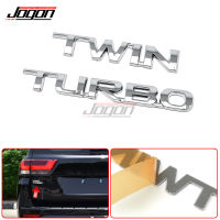 2pcs Silver Chrome Rear Trunk TWIN TURBO Emblem Badge Sticker Trim For Toyota Land Cruiser 300 Series LC300 2022 Car Accessories