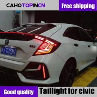 ไฟท้ายรถ LED 2ชิ้นไฟสำหรับฮอนด้า Civic Type R ด้านหลังรถยนต์มีประตูท้ายไฟตัดหมอก + ไฟเบรก + ย้อนกลับ + สัญญาณไฟเลี้ยวแบบไดนามิก