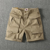 Summer US Multi pocket stretch workwear shorts Mens Fashion ins Yu Wenle Loose casual 5 briefs