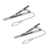 2X Mens Plain Silver Chrome Stainless Steel 6CM Standard Tie Clip Clasp Bars Pins