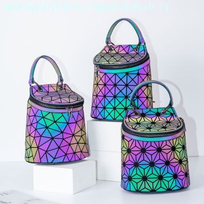 Issey Miyake Luminous Ling Handbag Dazzle Colour Portable Oblique Ku Backpack Miyake Backpack New Laser Package Diamond Backpack