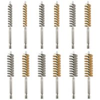 12Pcs Wire Bore Brush Bore Cleaning Brush Brush Set Stainless Steel Wire Twisted Brush for Drill Impact Driver in 6 Size