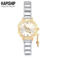 Hapiship Fashion Men Women Gold Music Notation Watch Stainless Steel celet Bangle For Party Friend Wife Birthday Jewelry G028