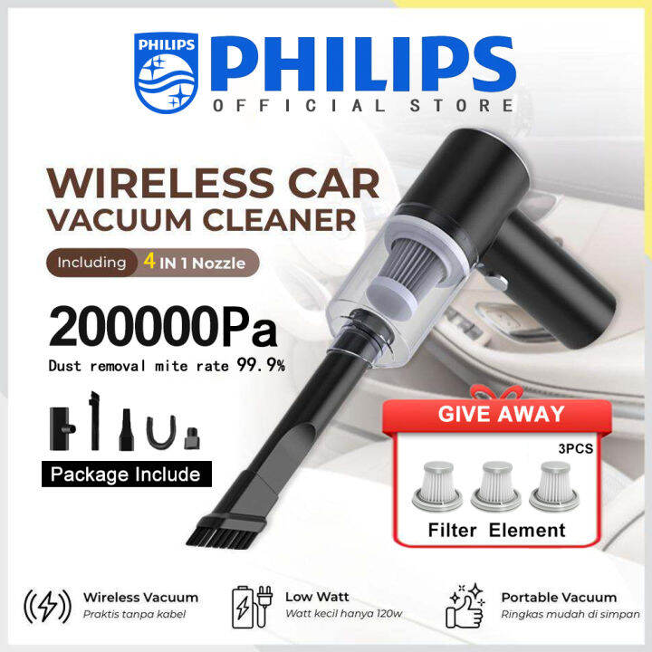 PHILIPS 200000Pa Cordless Vacuum Cleaner Portable Mini Vacuum Cleaner