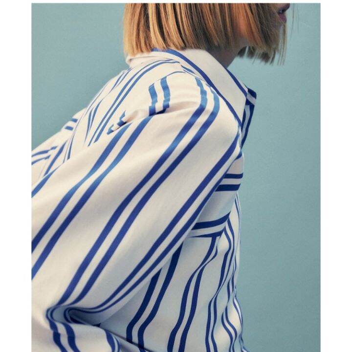 zara-เสื้อเชิ้ตลําลอง-แขนยาว-คอปก-ทรงหลวม-ลายทาง-สไตล์ฝรั่งเศส-22-ฤดูร้อน-สําหรับผู้หญิง-ta