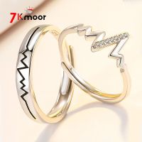 Silver color Zircon Lovers Open Rings Ajustable Exquisite Heart Beating Promise Opening Rings Gifts For Men Women Lovers Couples