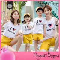 สง่างามเรียบหรู❤Queen I Love Malaysia Family เสื้อชุด Happy Hari Merdeka T เสื้อรักชาติ Boy Girl เสื้อแฟชั่นวันชาติ Tshirt ฉลองของขวัญ