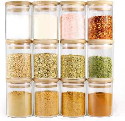 ✺❒☌ Glass Food Storage Containers Bamboo Lids Glass Pantry Spice Flour Storage Jar - Storage Bottles amp; Jars - Aliexpress
