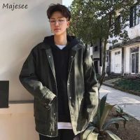 Jackets Men Solid Casual Denim Jacket Vintage Loose Oversize Simple Coat Korean Style Chic Harajuku Trendy Retro Handsome Male