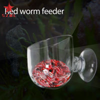 【 Ready Stock 】 Transparent Glass Fish Feeder Feeding Food Red Worm Cup With Strong Suction Cup Fish Tank Supplies