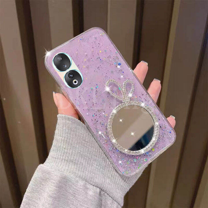 เคสสำหรับ-honor-2023นิ่มโปร่งใส90-5g-90-lite-70-lite-เคสโทรศัพท์ซิลิโคนแวว-rhinestone-หรูเคสมือถือ-honor-90-lite-หูกระต่ายแต่งหน้าฝาหลัง-honor-90-5g