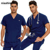 ชุดแพทย์ Lab เสื้อผ้าผู้หญิง Mens Scrubs Tops พยาบาลชุดสัตวแพทย์เครื่องแต่งกายสปา Workwear โรงพยาบาลศัลยกรรมเสื้อทำงาน