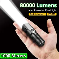 sell well feytu308 - / 80000 Lumens ไฟฉาย Led ที่มีประสิทธิภาพ XHP50ในตัวแบตเตอรี่ยิงยาว1000เมตรสมาร์ท Type C แบบชาร์จไฟแฟลช EDC ไฟฉายโคมไฟ