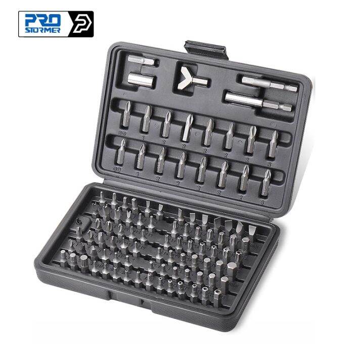 prostormer-100pcs-screwdriver-bit-set-security-chrome-vanadium-cr-v-steel-hex-key-phillips-slotted-tri-wing-repair-hand-tool-kit