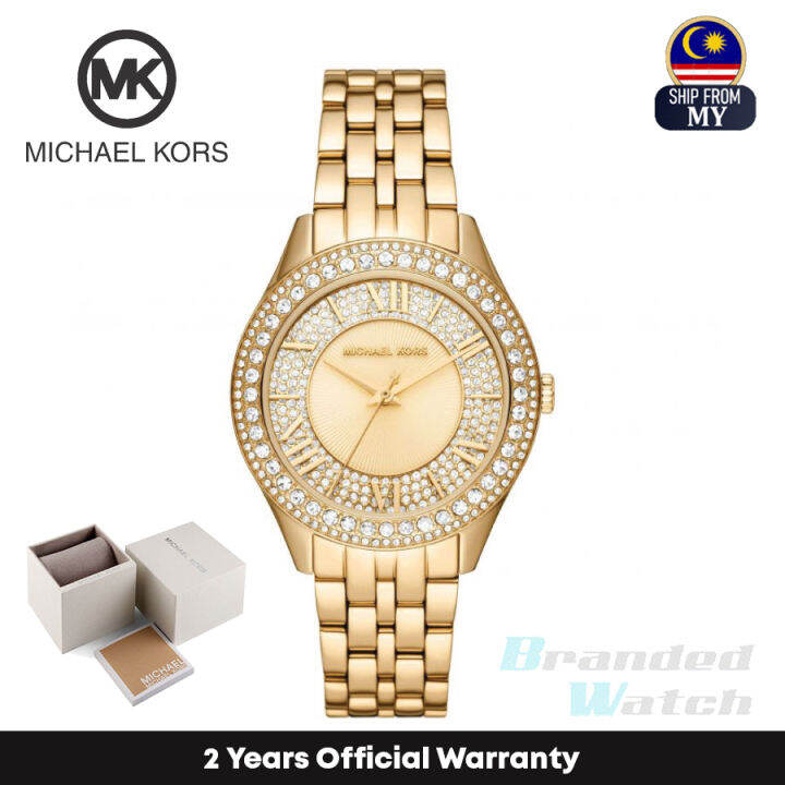 [Official Warranty] Michael Kors MK4709 Women's Harlowe ThreeHand Gold