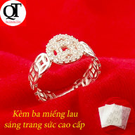 Nhẫn nữ Bạc Quang Thản, nhẫn nữ kim tiền mặt chữ vạn gắn đá cobic chất thumbnail