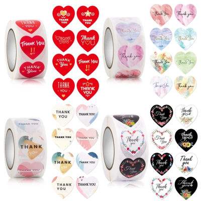 500 Closure Decorative Heart Shaped Holiday Valentines Day Thank You Stickers